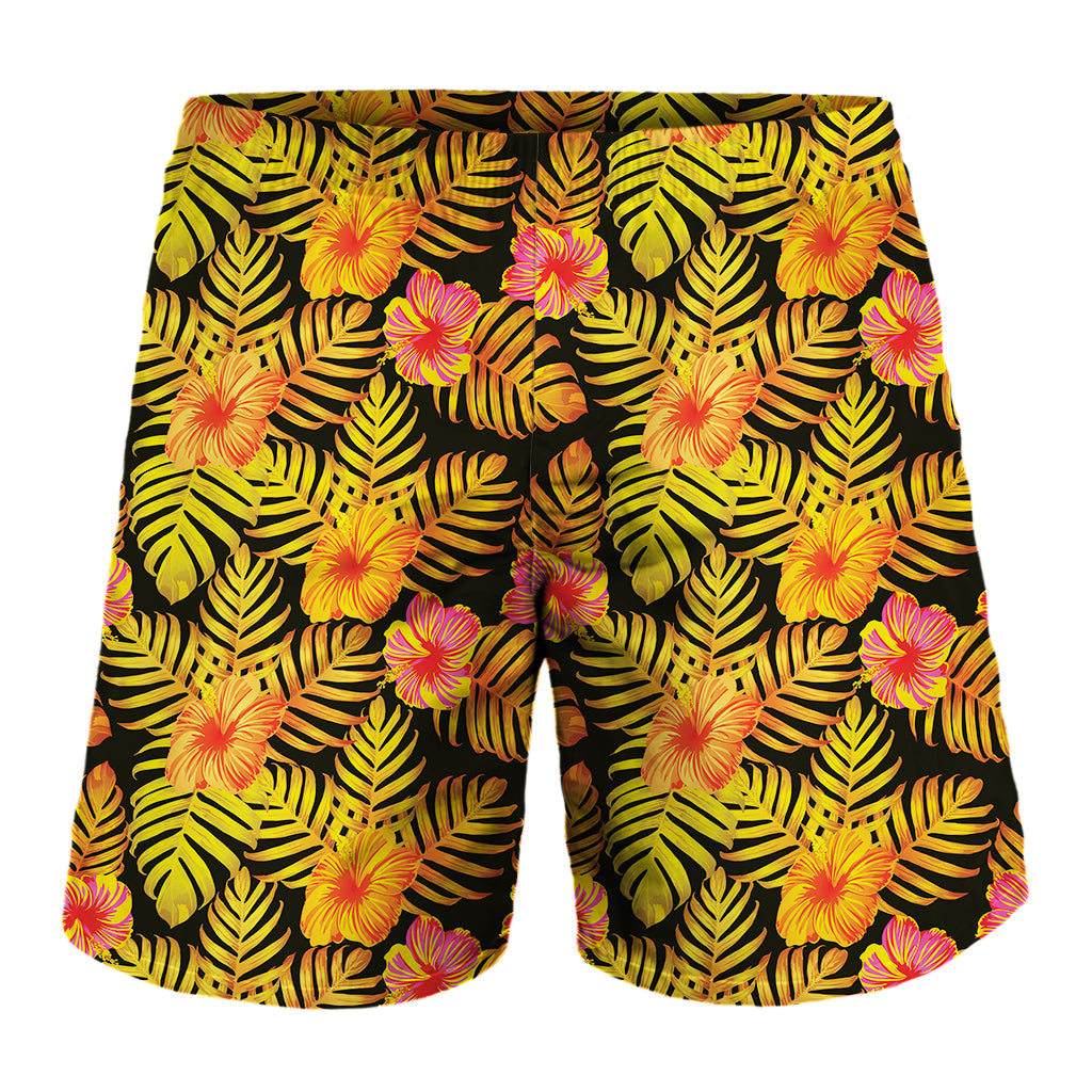 Yellow Hawaiian Tropical Pattern Print Men's Shorts