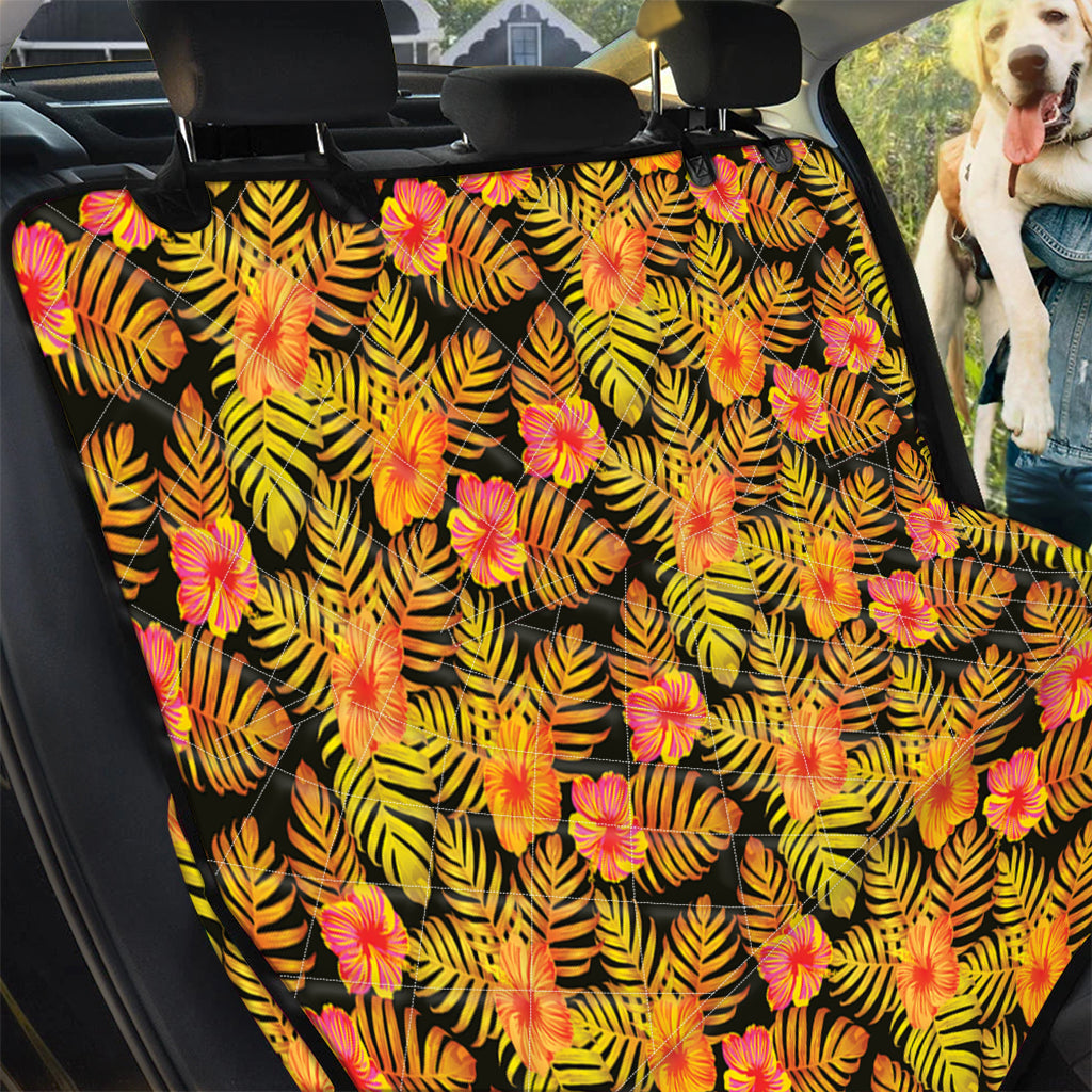 Yellow Hawaiian Tropical Pattern Print Pet Car Back Seat Cover