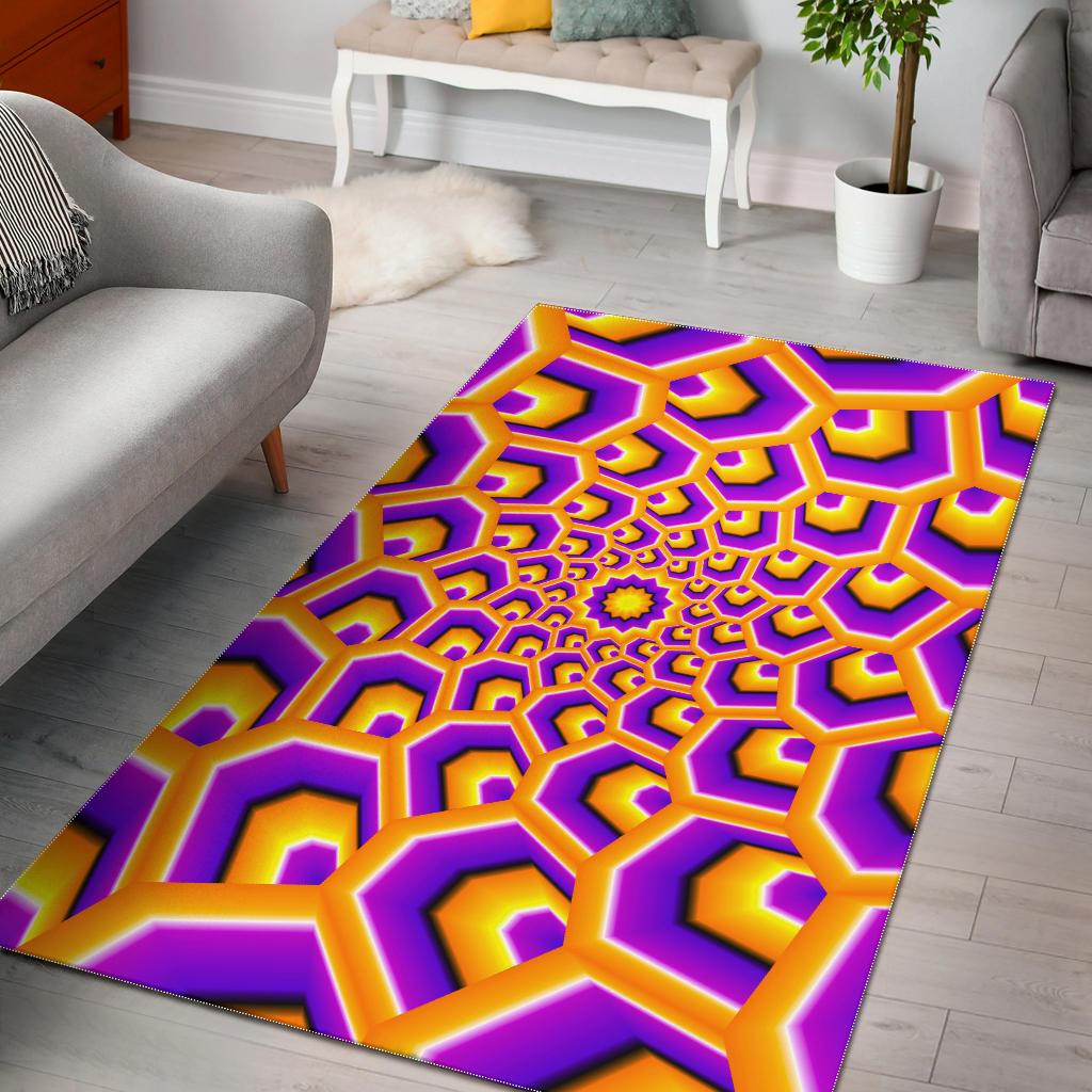 Yellow Hive Moving Optical Illusion Area Rug