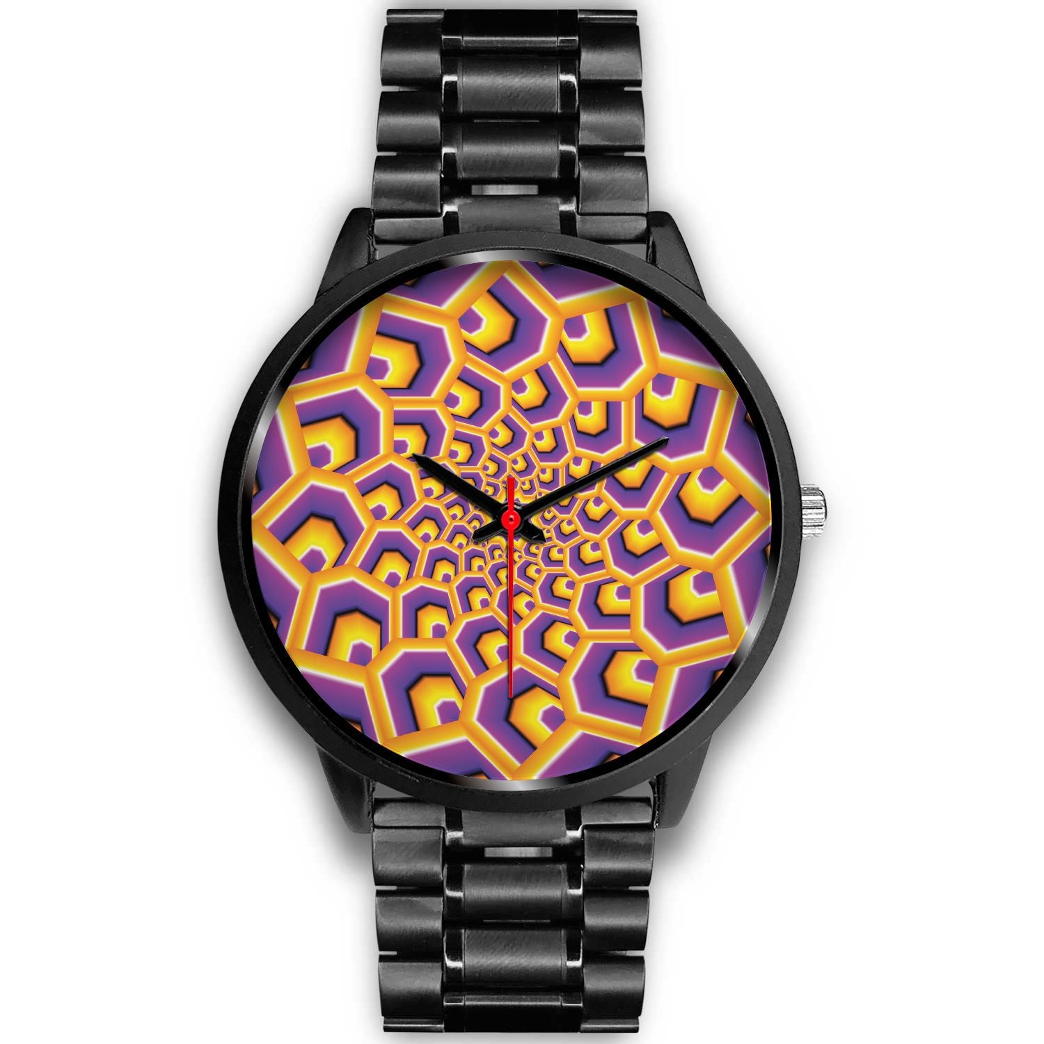 Yellow Hive Moving Optical Illusion Black Watch