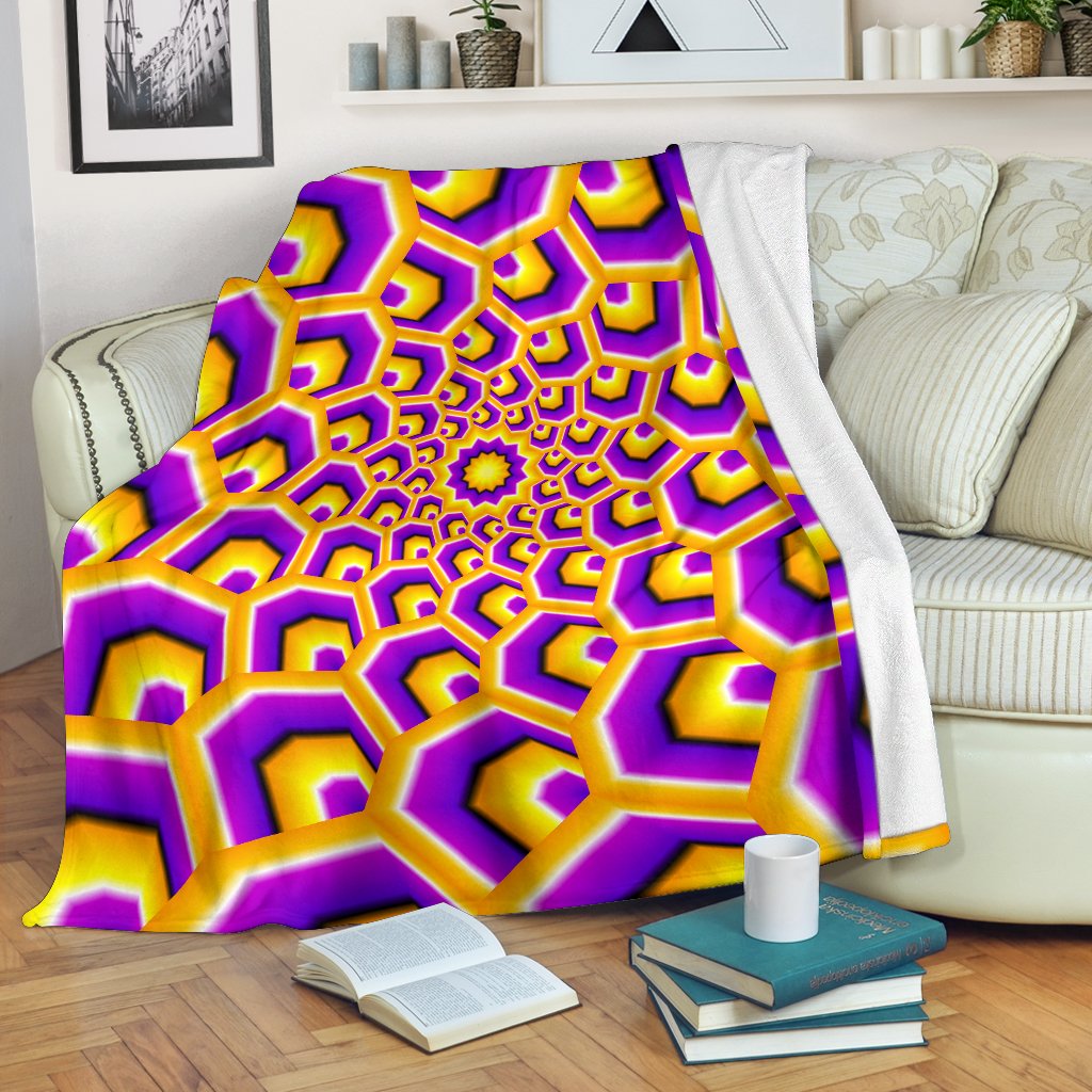 Yellow Hive Moving Optical Illusion Blanket