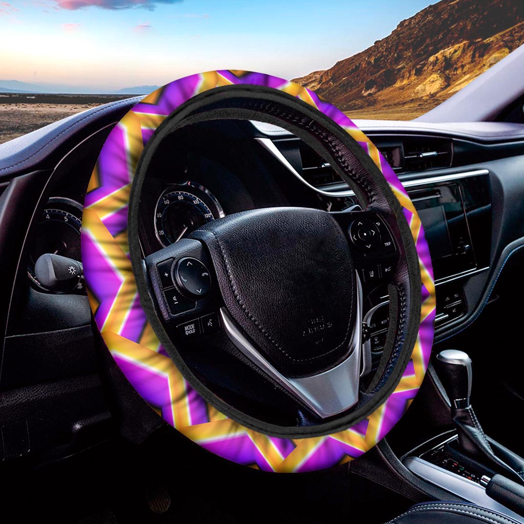 Yellow Hive Moving Optical Illusion Car Steering Wheel Cover