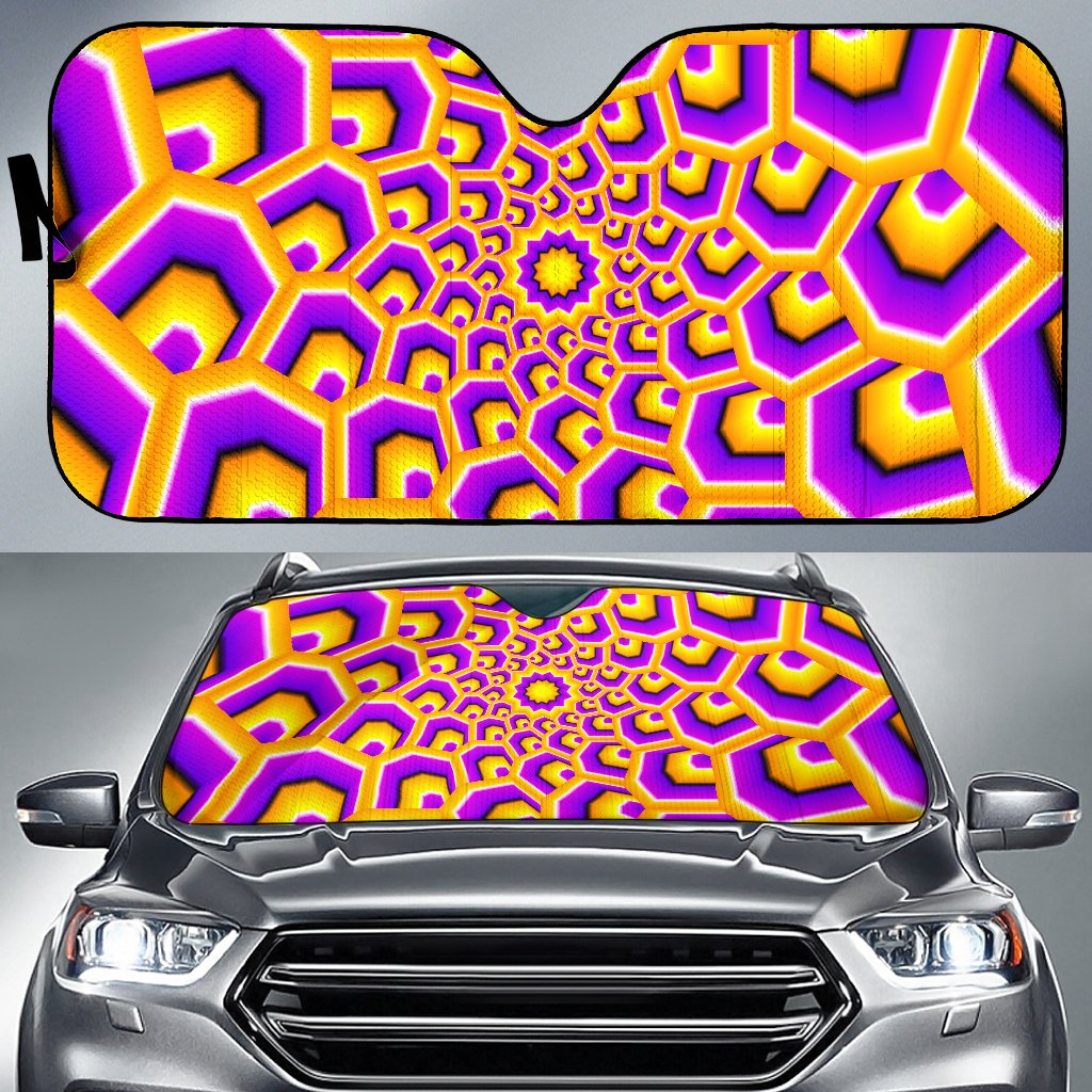 Yellow Hive Moving Optical Illusion Car Sun Shade