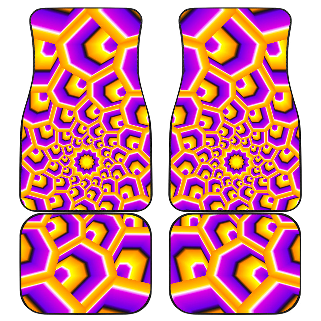 Yellow Hive Moving Optical Illusion Front and Back Car Floor Mats