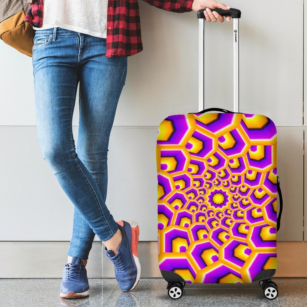 Yellow Hive Moving Optical Illusion Luggage Cover