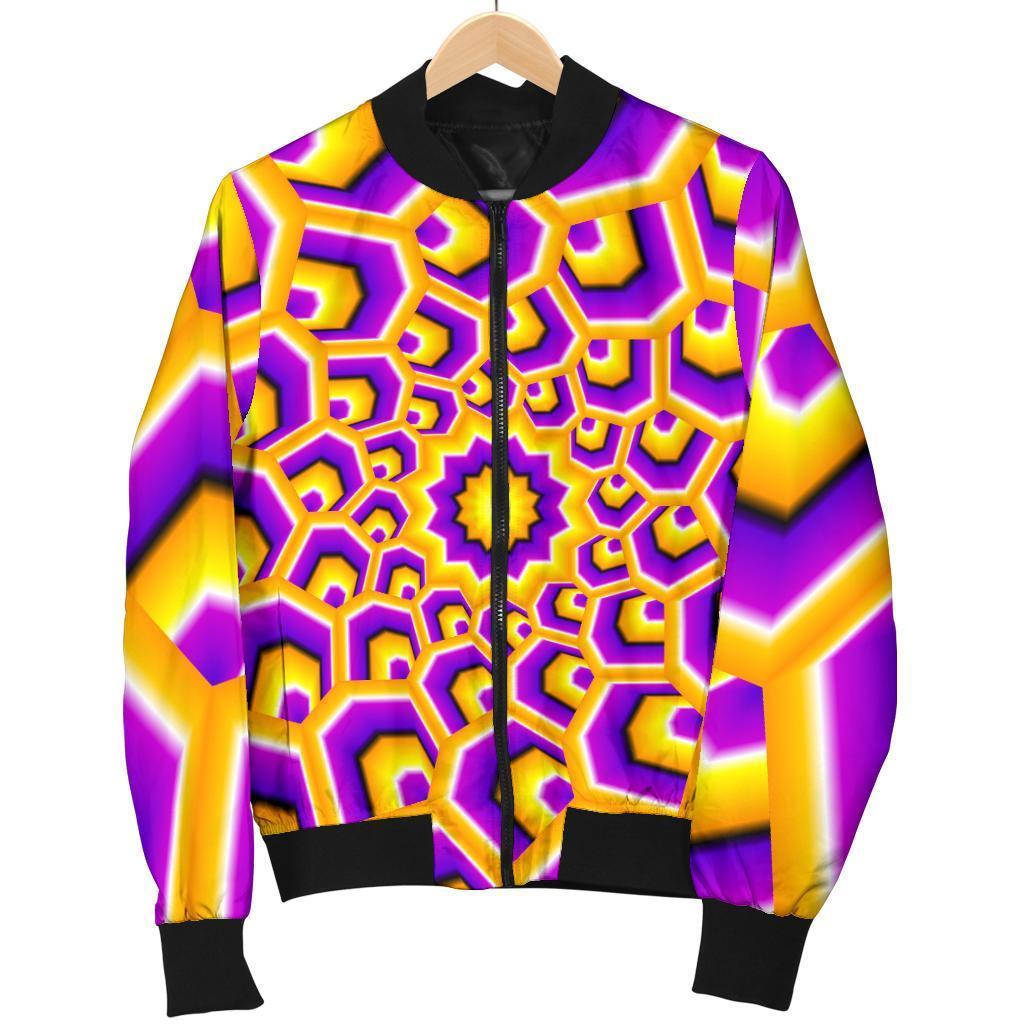 Yellow Hive Moving Optical Illusion Men's Bomber Jacket