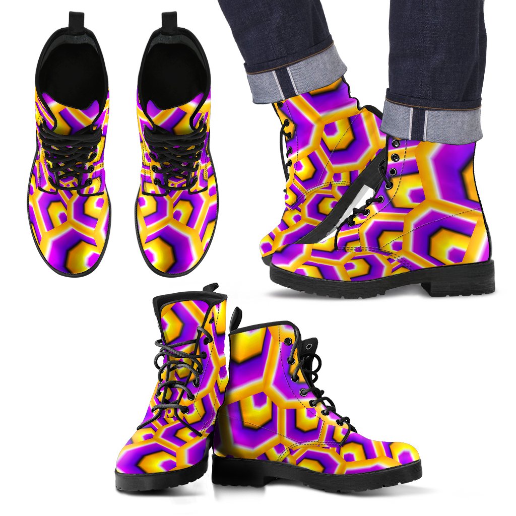 Yellow Hive Moving Optical Illusion Men's Boots