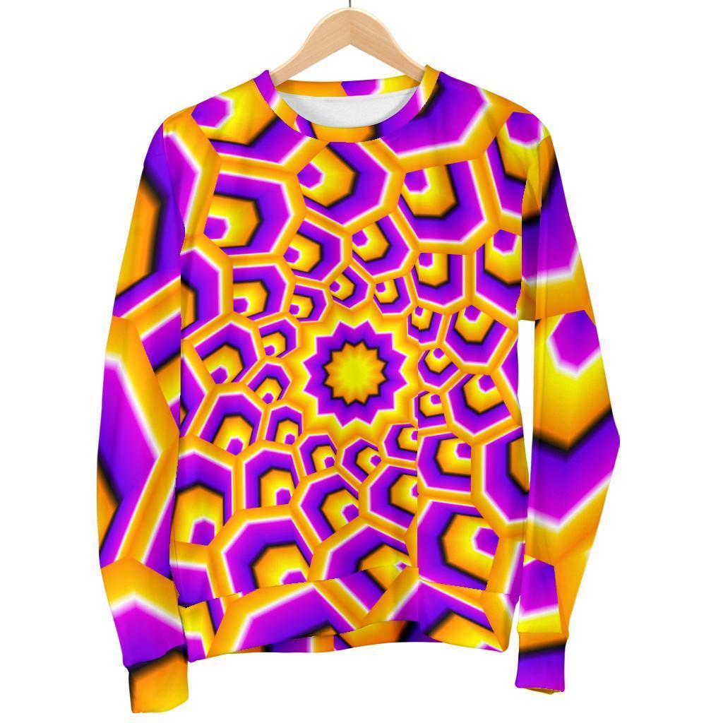 Yellow Hive Moving Optical Illusion Men's Crewneck Sweatshirt