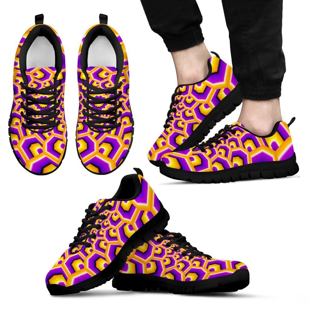 Yellow Hive Moving Optical Illusion Men's Sneakers