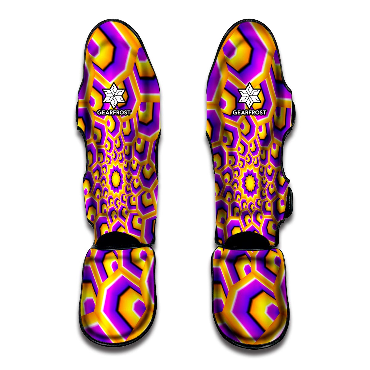 Yellow Hive Moving Optical Illusion Muay Thai Shin Guards