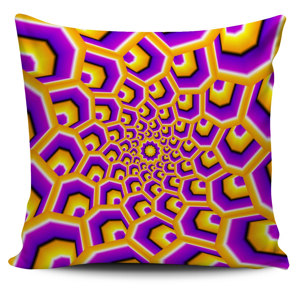 Yellow Hive Moving Optical Illusion Pillow Cover