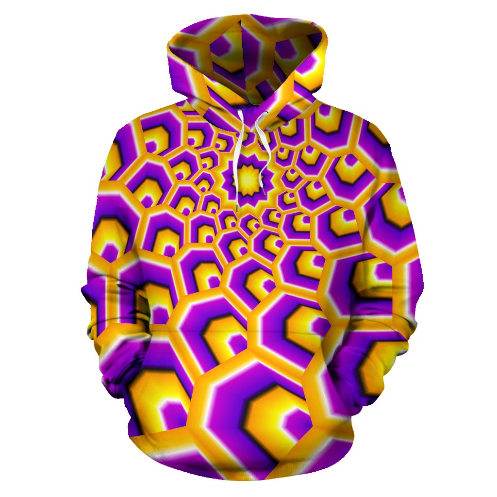 Yellow Hive Moving Optical Illusion Pullover Hoodie