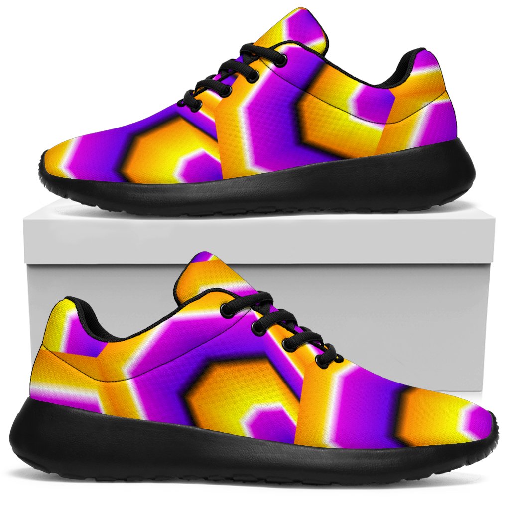 Yellow Hive Moving Optical Illusion Sport Sneakers