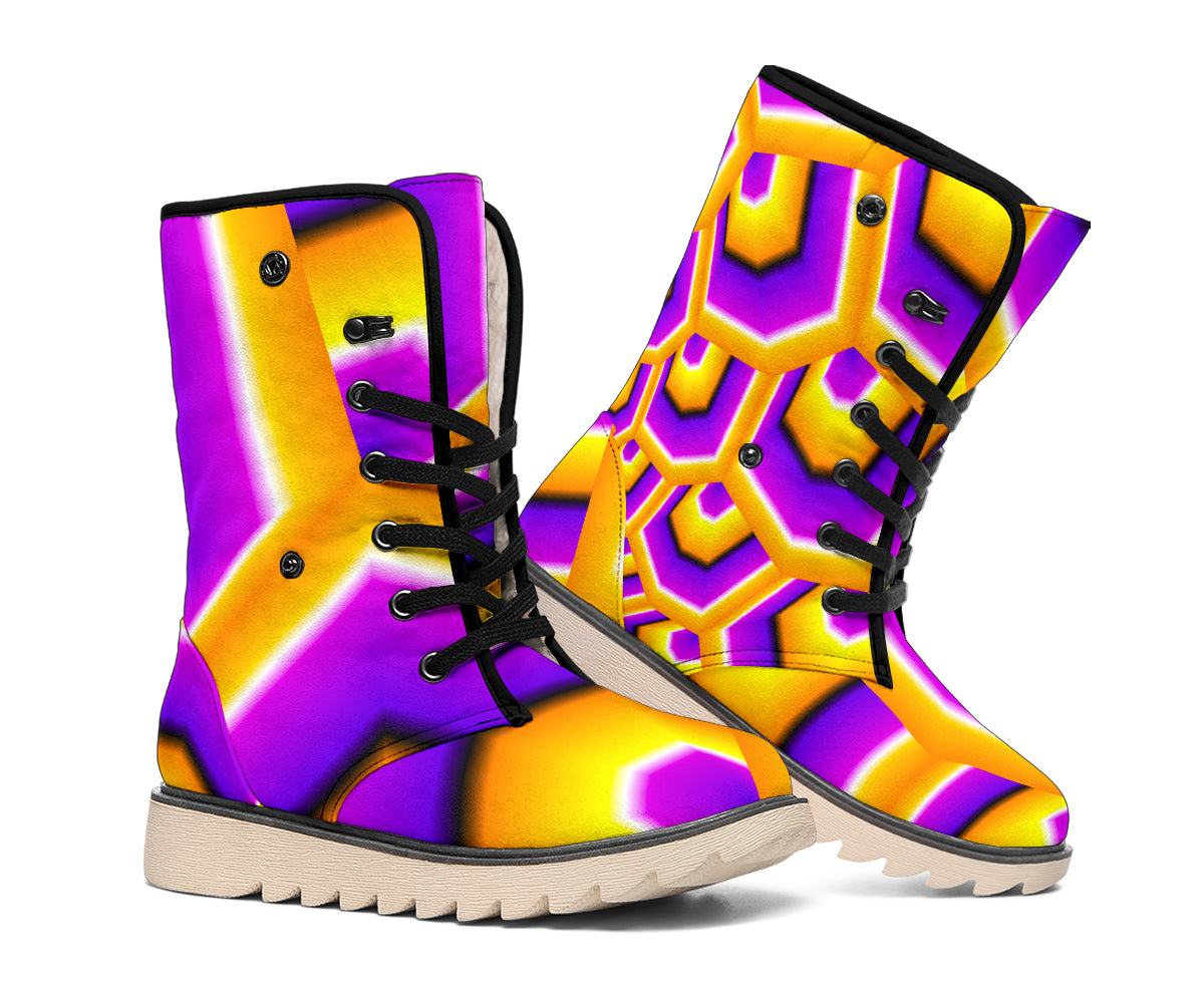 Yellow Hive Moving Optical Illusion Winter Boots