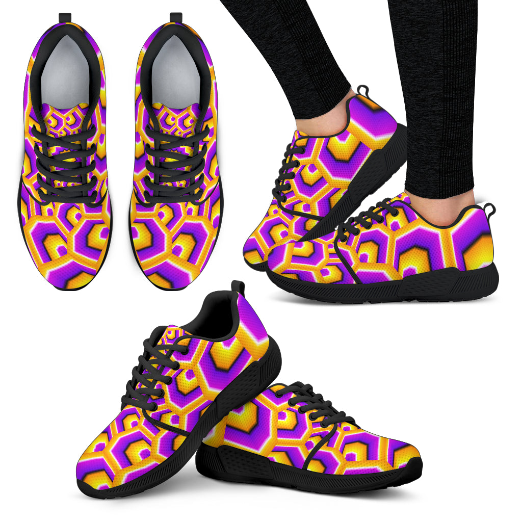 Yellow Hive Moving Optical Illusion Women's Athletic Shoes