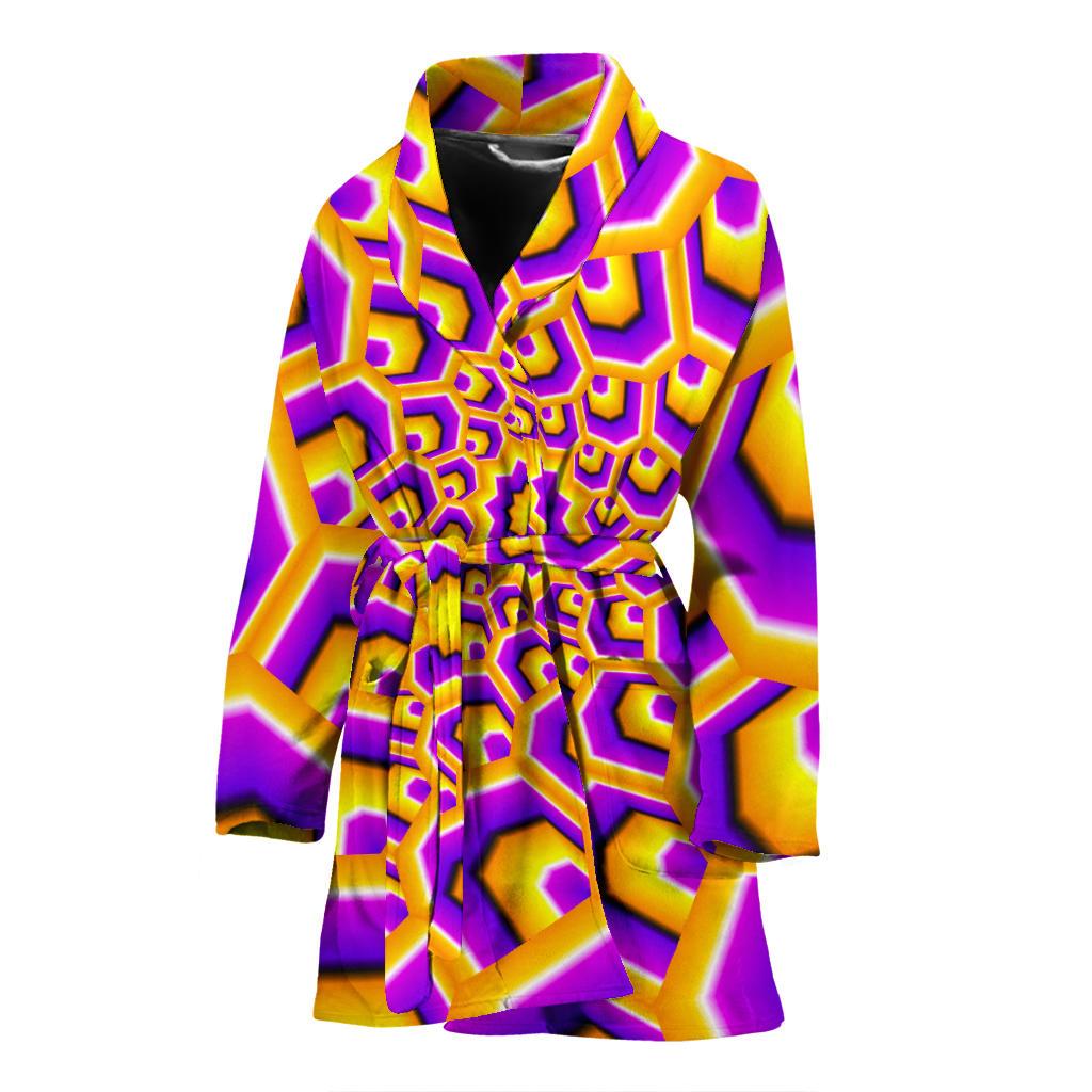 Yellow Hive Moving Optical Illusion Women's Bathrobe