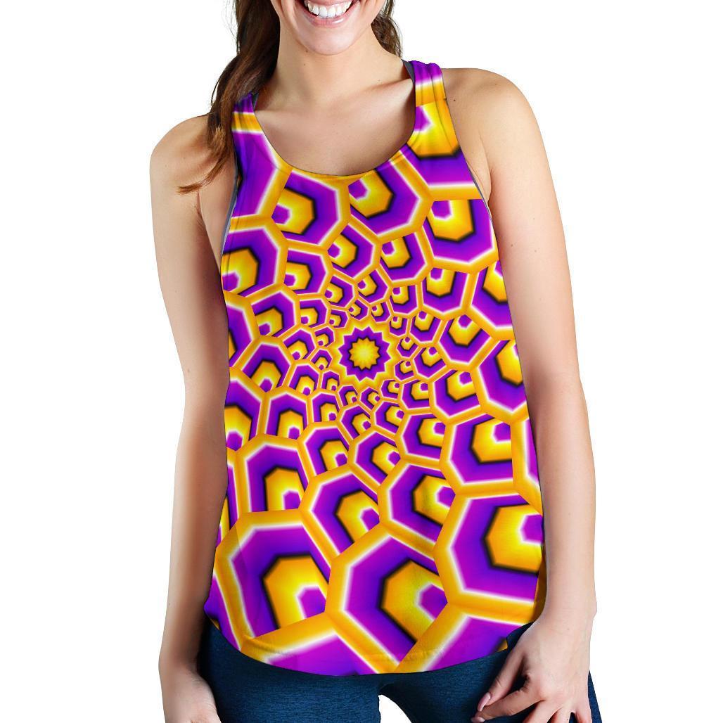 Yellow Hive Moving Optical Illusion Women's Racerback Tank Top