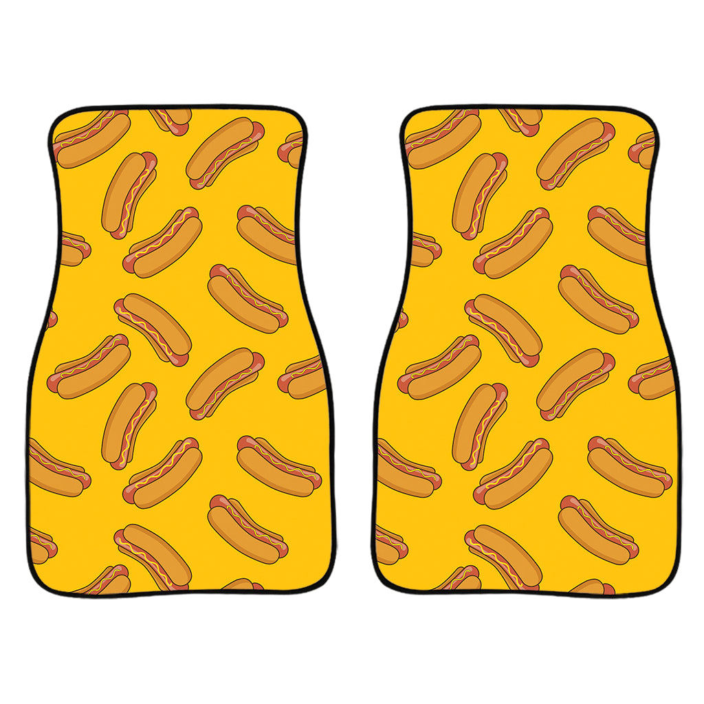 Yellow Hot Dog Pattern Print Front Car Floor Mats