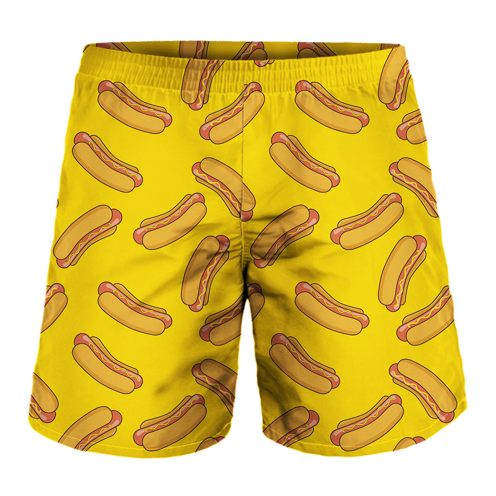 Yellow Hot Dog Pattern Print Men's Shorts