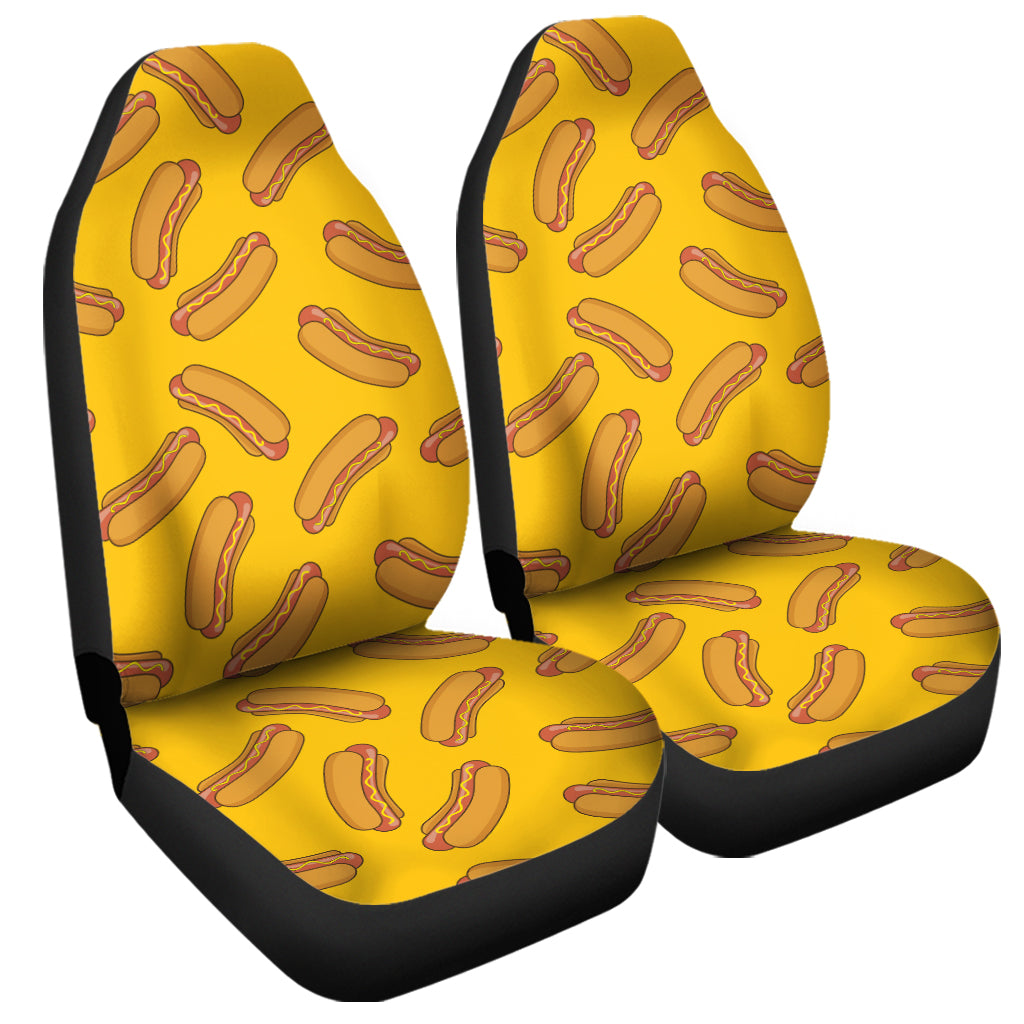 Yellow Hot Dog Pattern Print Universal Fit Car Seat Covers