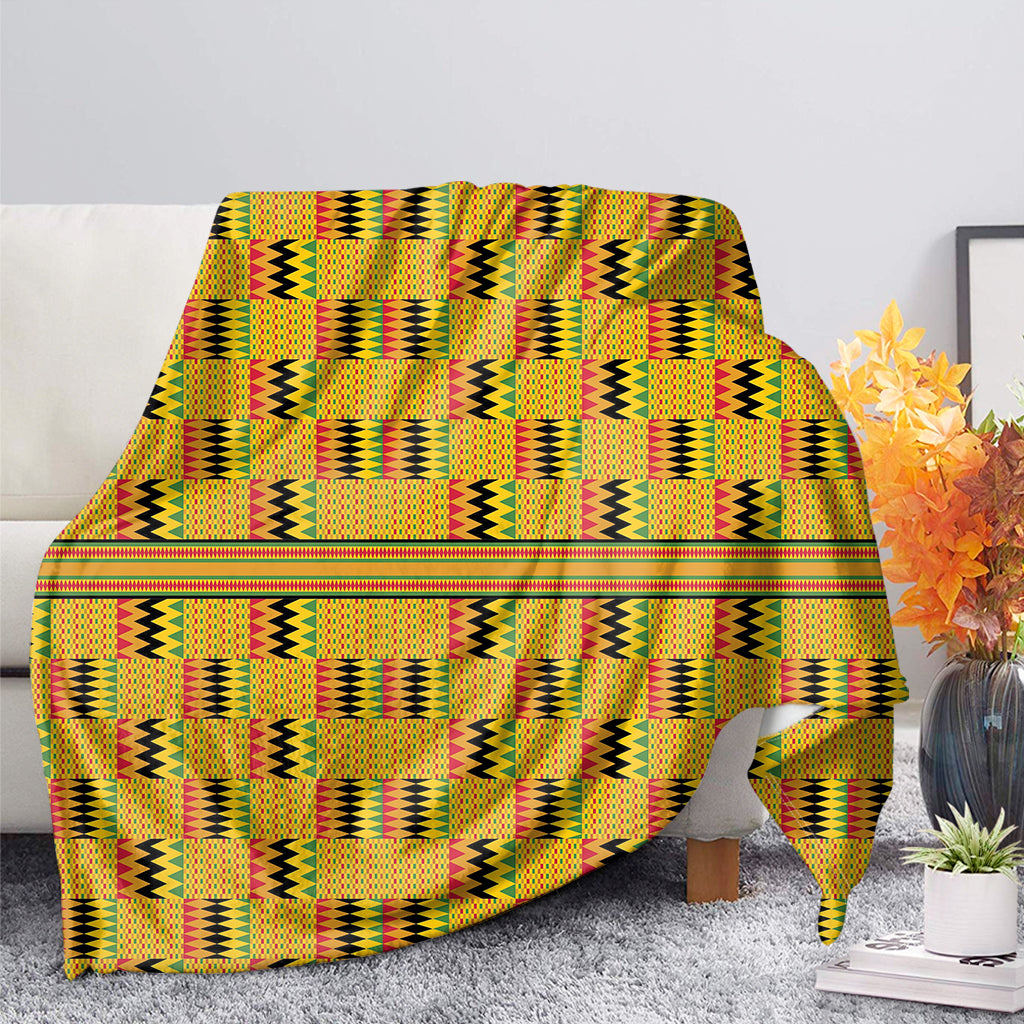 Yellow Kente Pattern Print Blanket