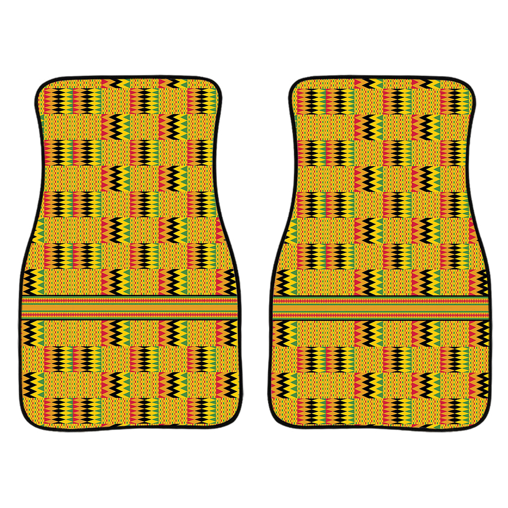 Yellow Kente Pattern Print Front Car Floor Mats