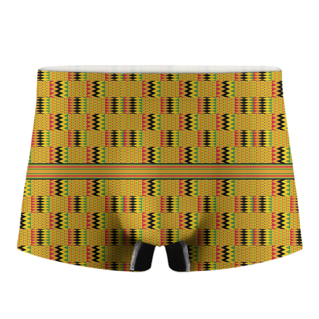 Yellow Kente Pattern Print Men's Boxer Briefs