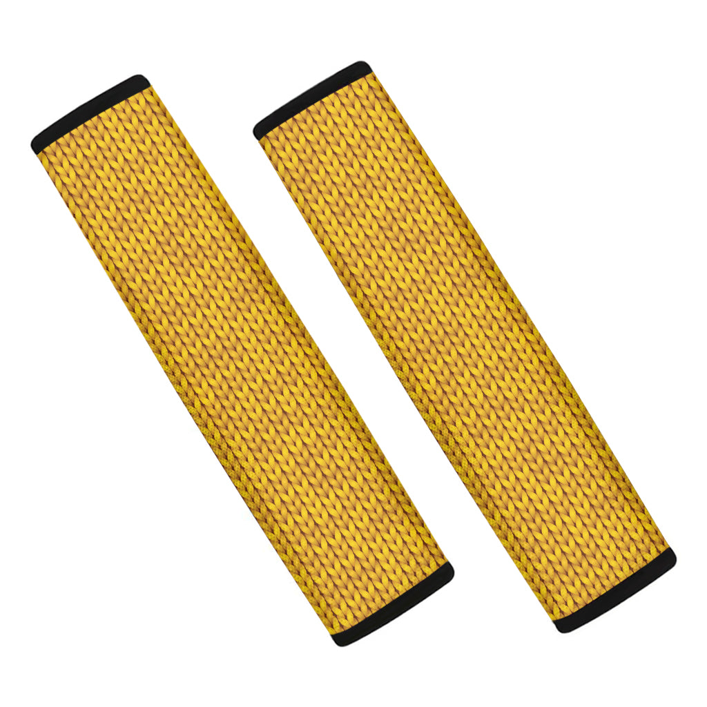 Yellow Knitted Pattern Print Car Seat Belt Covers