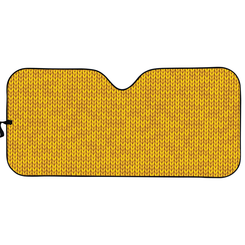 Yellow Knitted Pattern Print Car Sun Shade