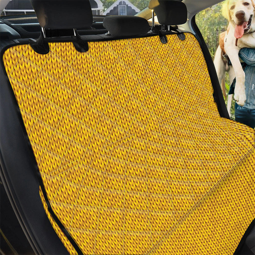 Yellow Knitted Pattern Print Pet Car Back Seat Cover