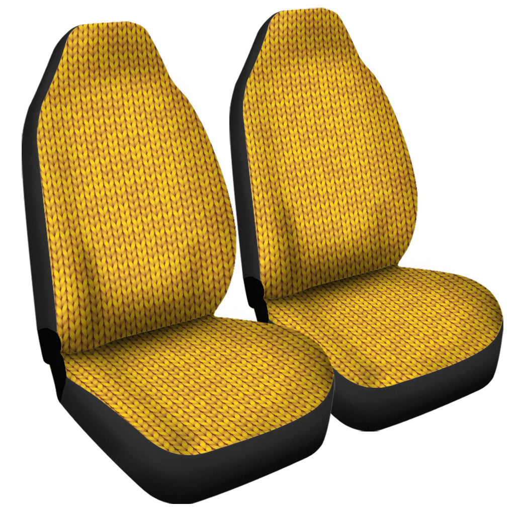 Yellow Knitted Pattern Print Universal Fit Car Seat Covers