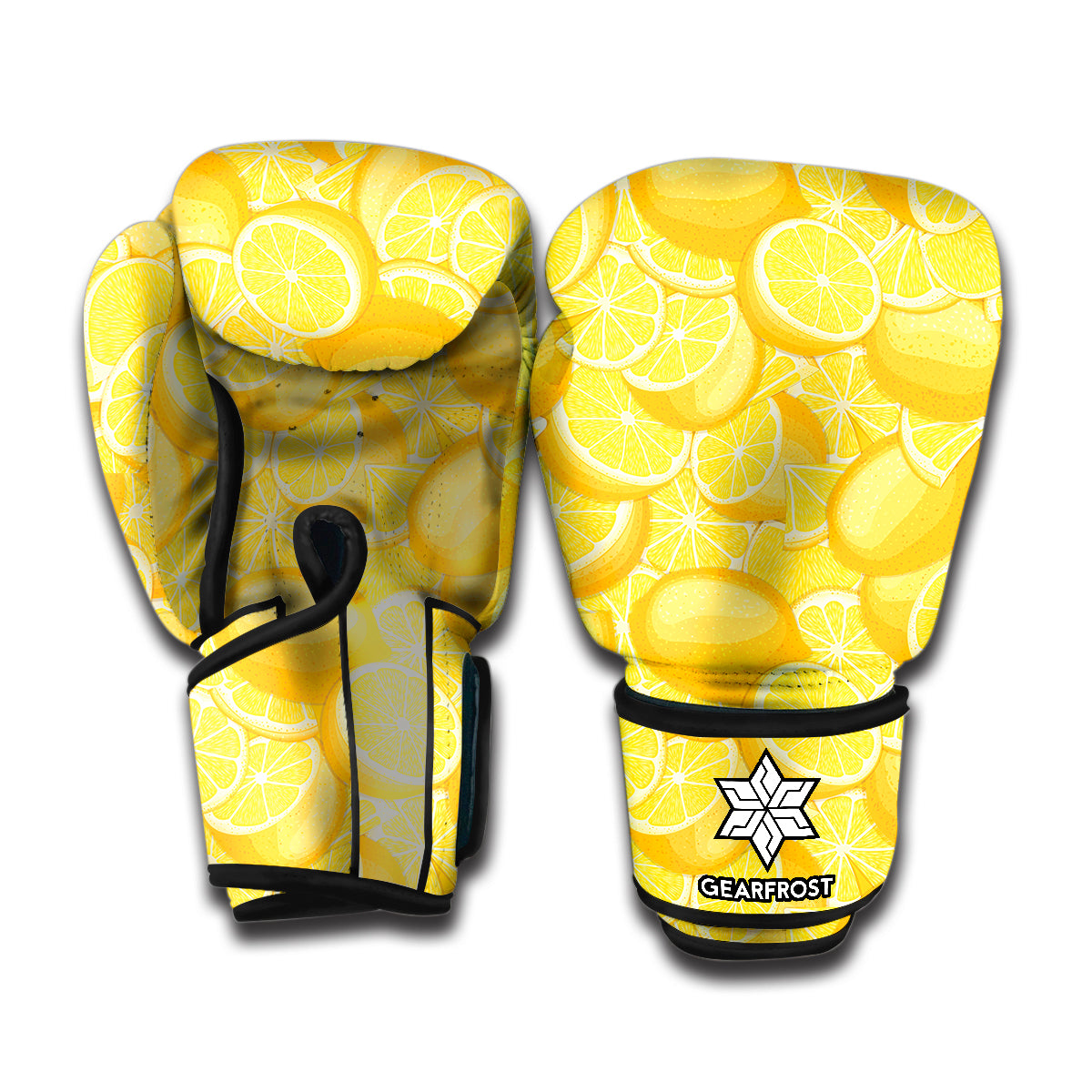 Yellow Lemon Pattern Print Boxing Gloves