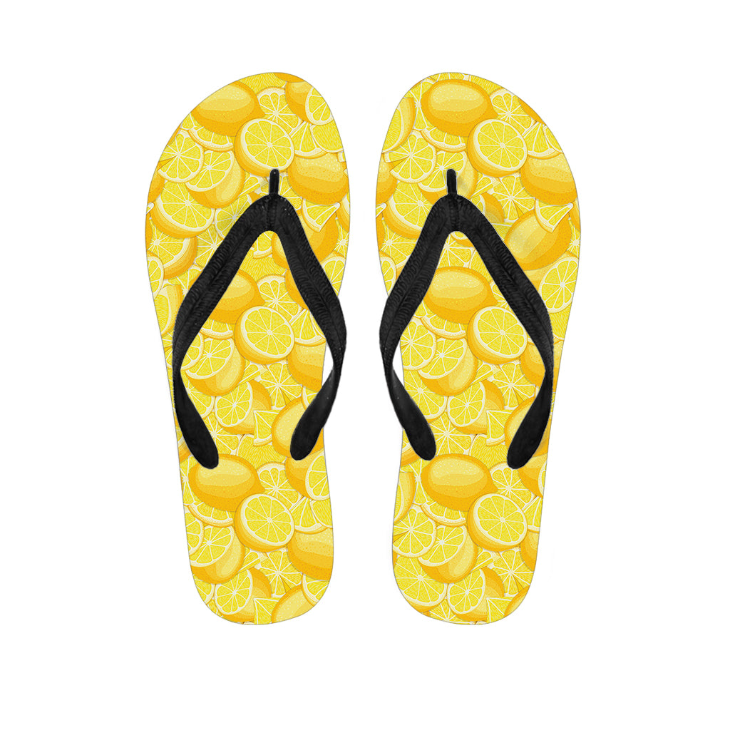 Yellow Lemon Pattern Print Flip Flops