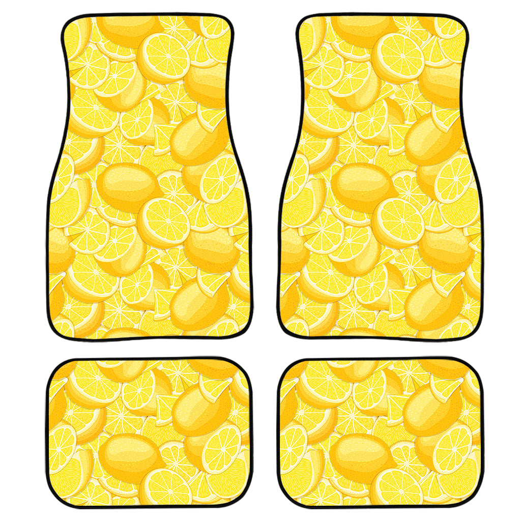 Yellow Lemon Pattern Print Front and Back Car Floor Mats