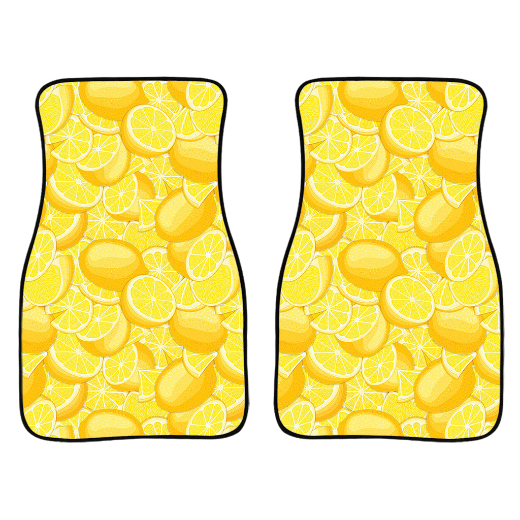 Yellow Lemon Pattern Print Front Car Floor Mats