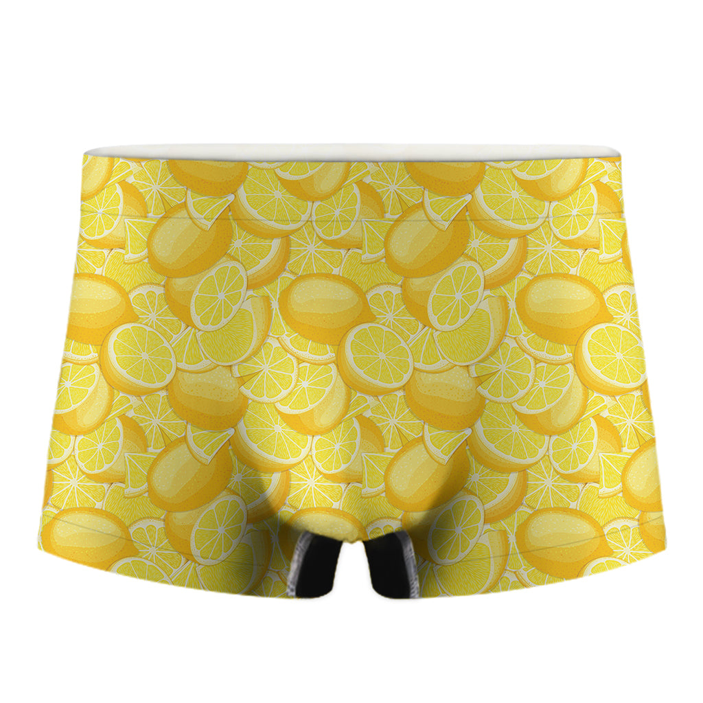 Yellow Lemon Pattern Print Men's Boxer Briefs