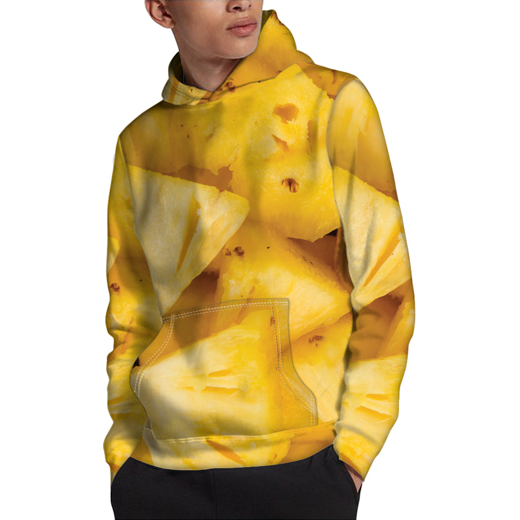 Yellow Pineapple Pieces Print Pullover Hoodie