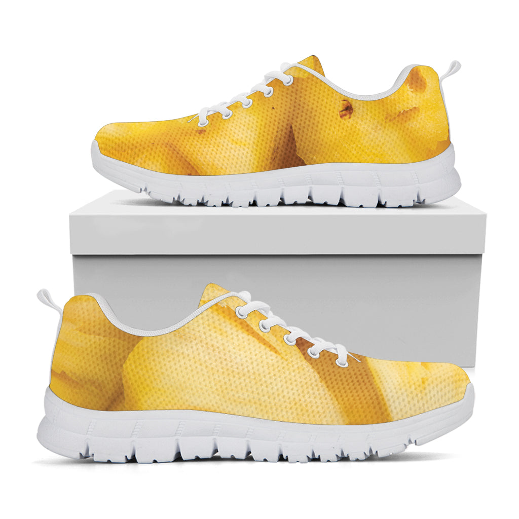 Yellow Pineapple Pieces Print White Sneakers