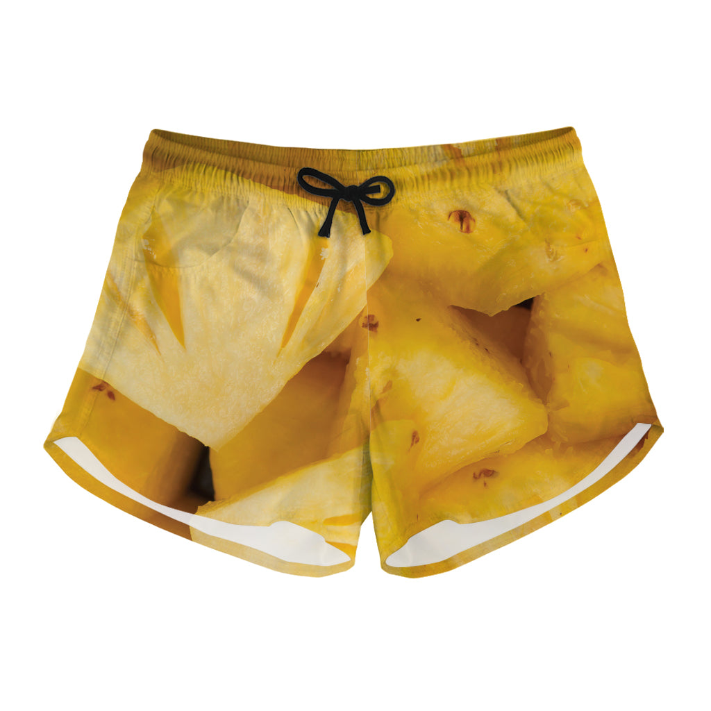 Yellow Pineapple Pieces Print Women's Shorts