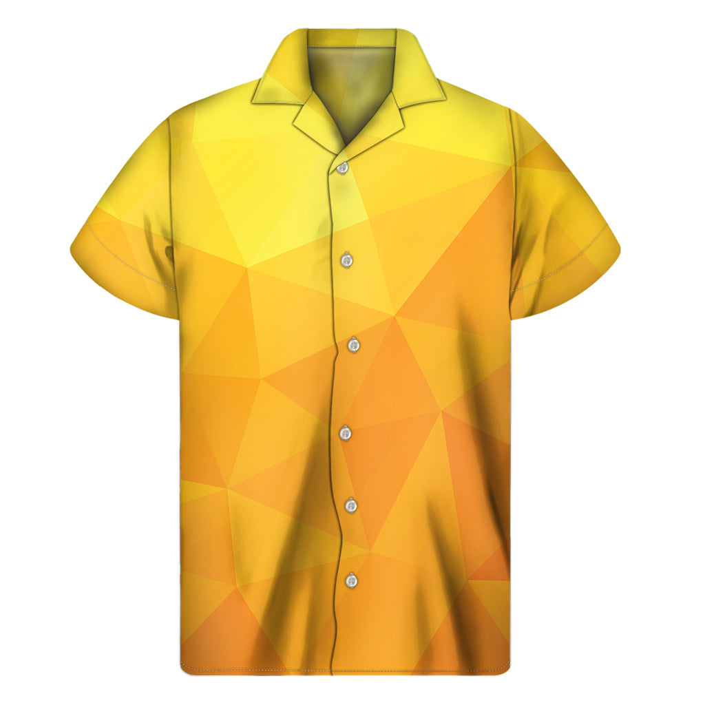 Yellow Polygonal Geometric Print Men's Short Sleeve Shirt