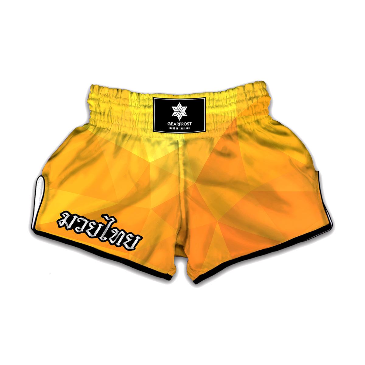 Yellow Polygonal Geometric Print Muay Thai Boxing Shorts
