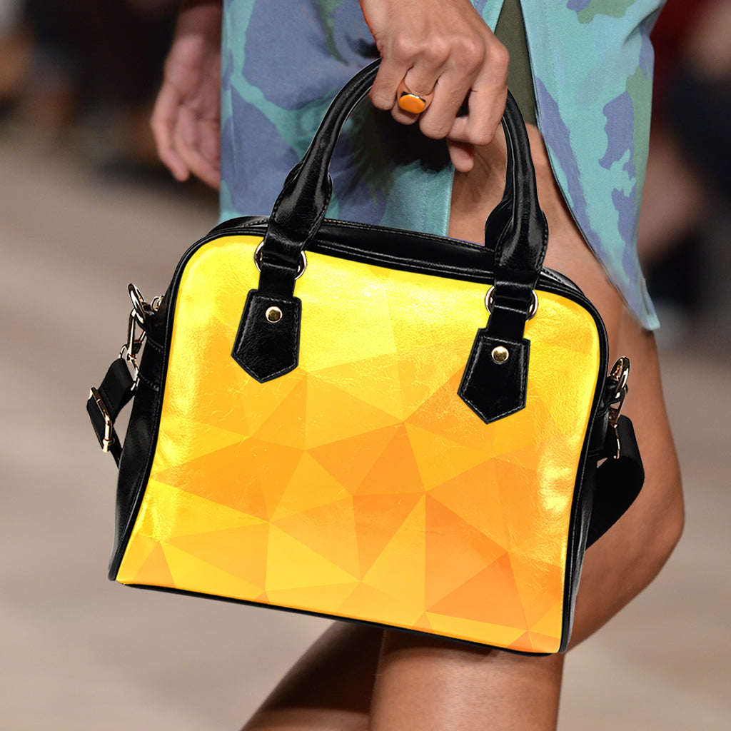 Yellow Polygonal Geometric Print Shoulder Handbag