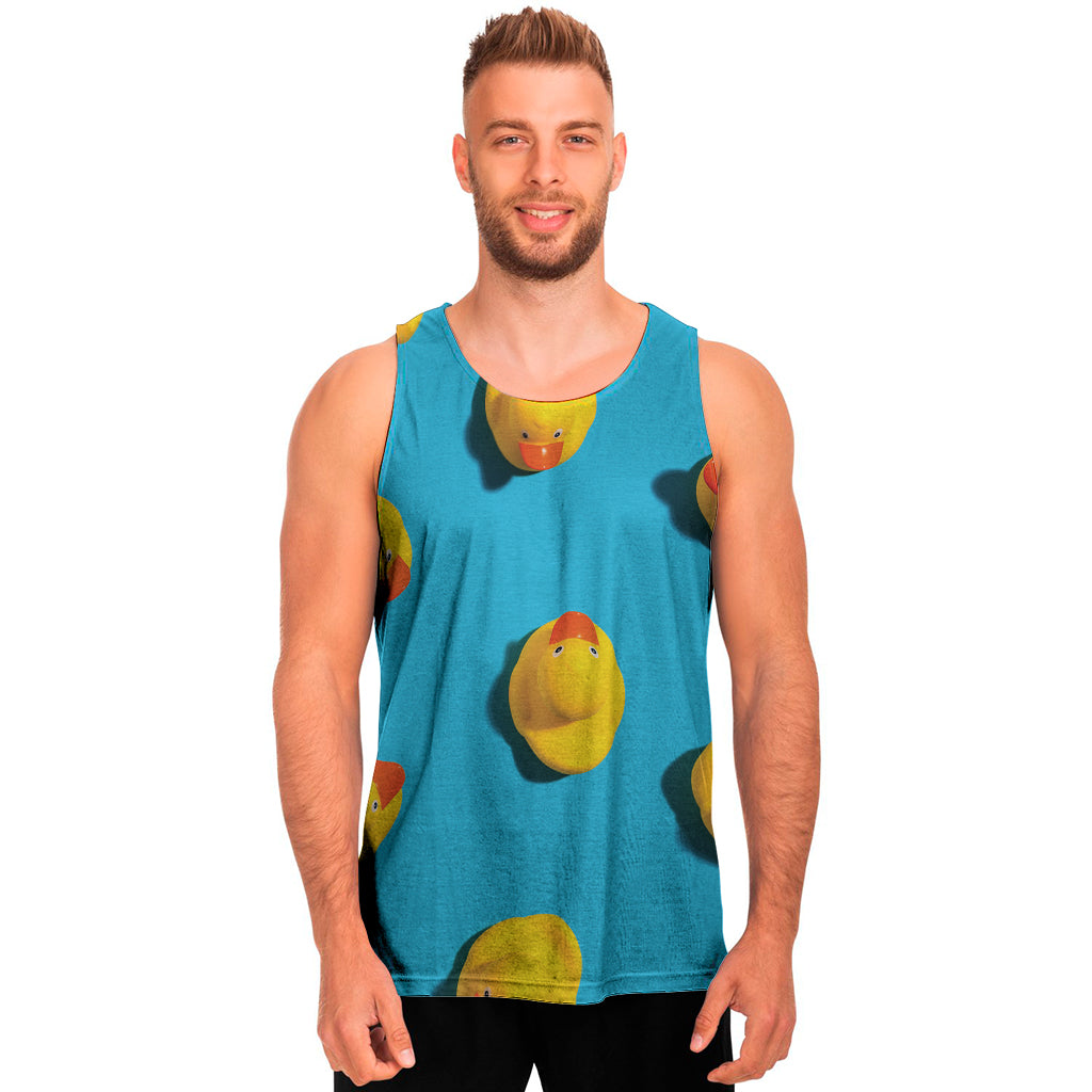 Yellow Rubber Ducks Print Men's Tank Top