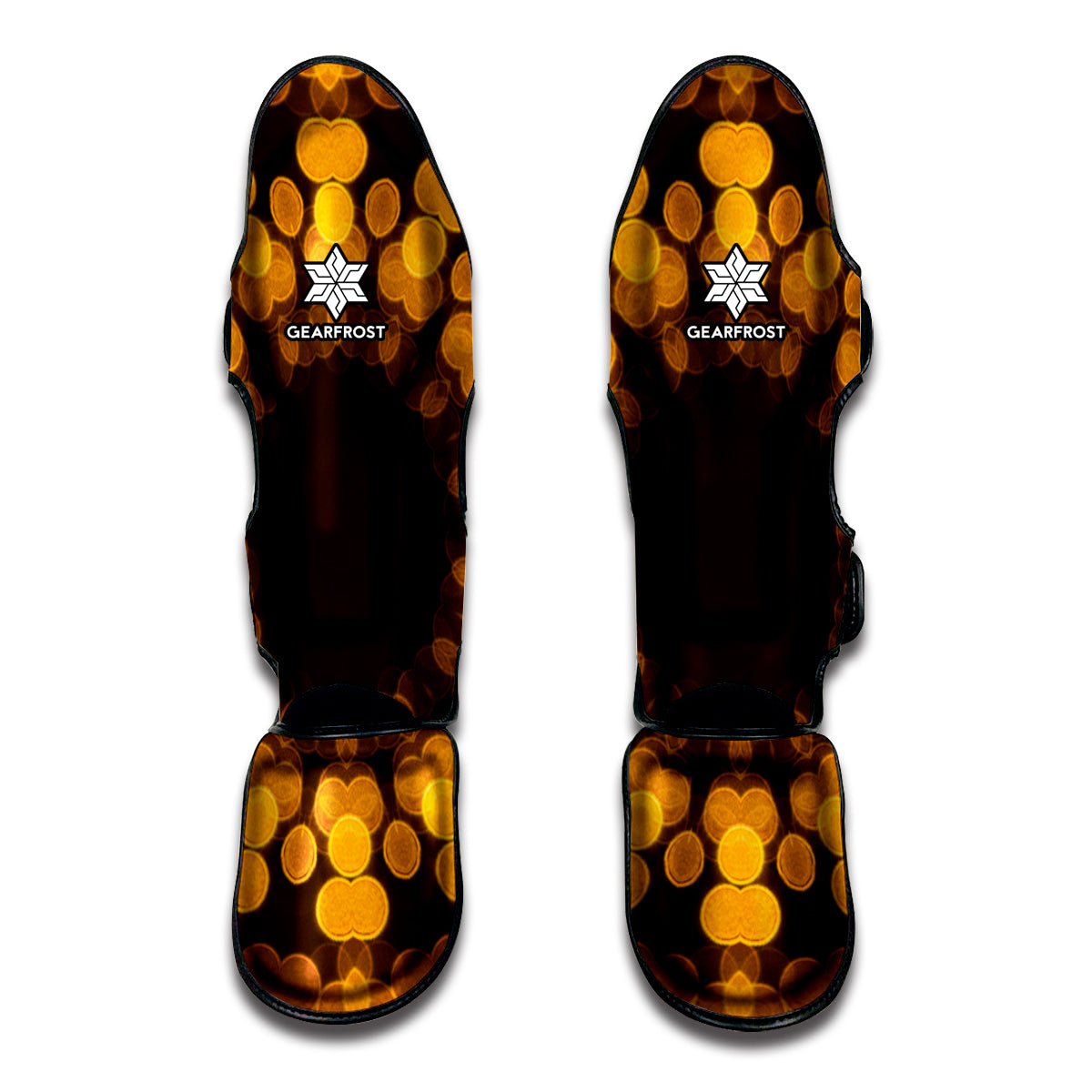 Yellow Spot Kaleidoscope Print Muay Thai Shin Guards