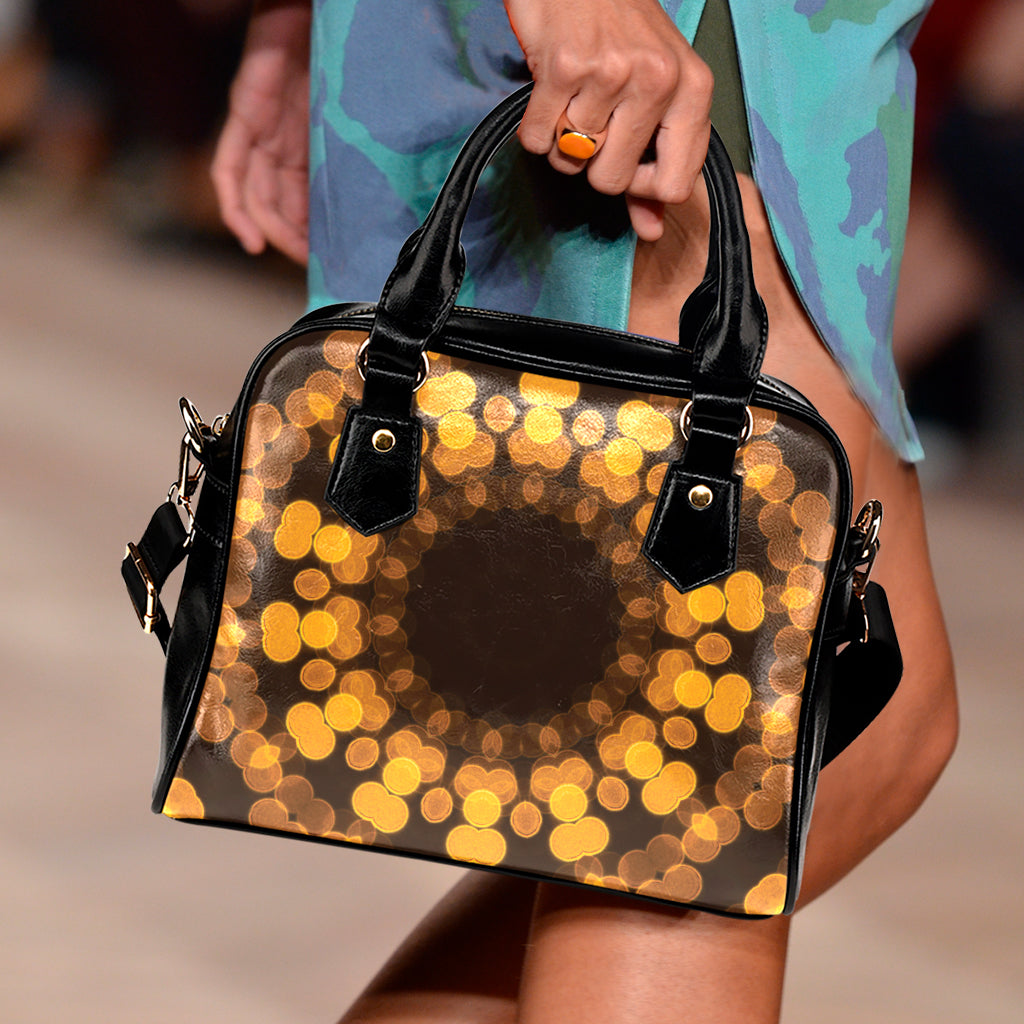 Yellow Spot Kaleidoscope Print Shoulder Handbag