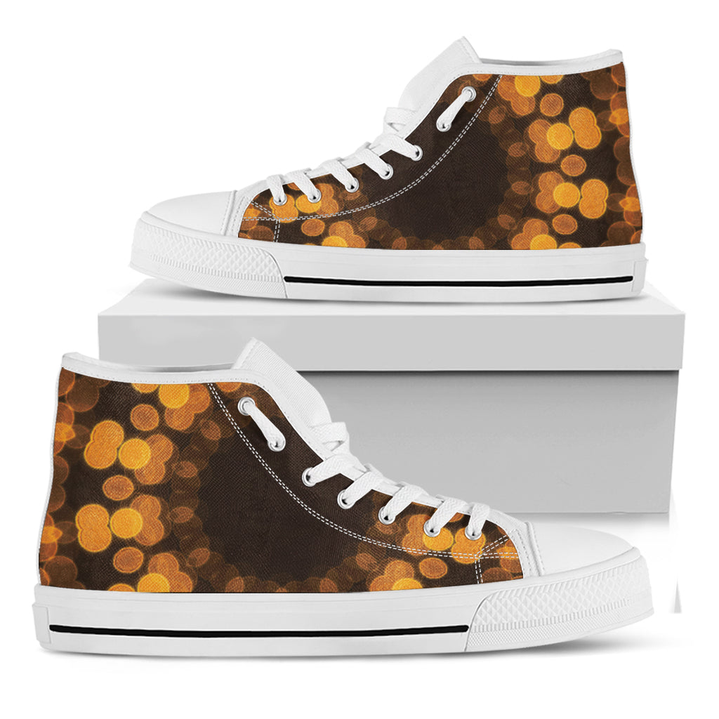 Yellow Spot Kaleidoscope Print White High Top Shoes