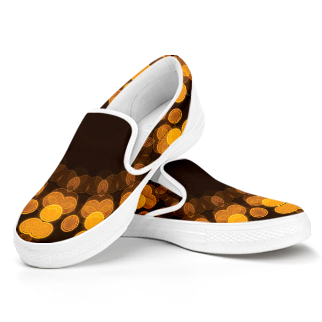 Yellow Spot Kaleidoscope Print White Slip On Shoes