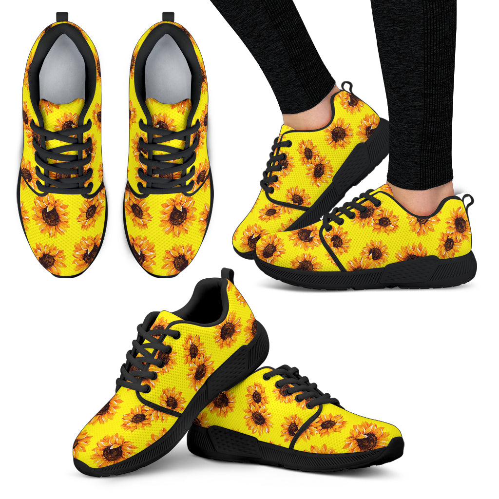 Yellow Sunflower Pattern Print Women's Athletic Shoes