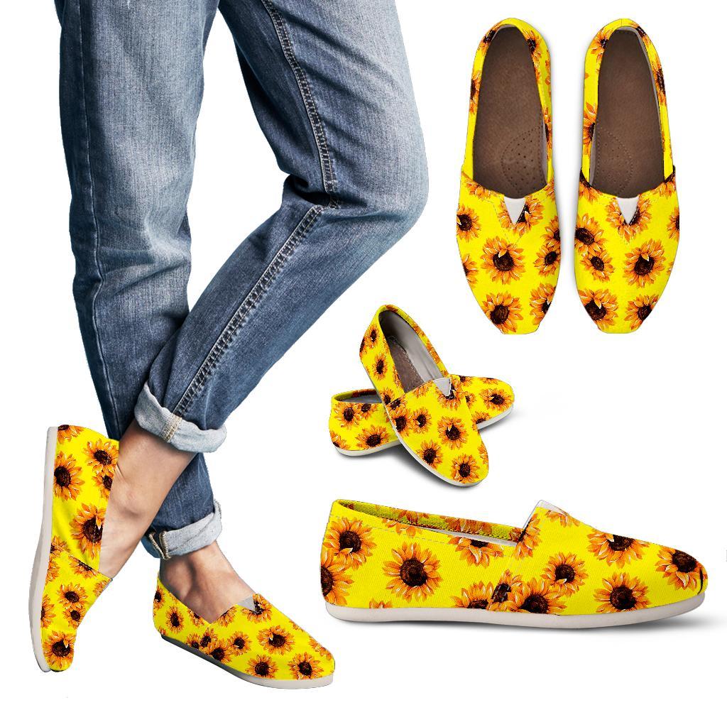 Yellow Sunflower Pattern Print Women's Casual Canvas Shoes