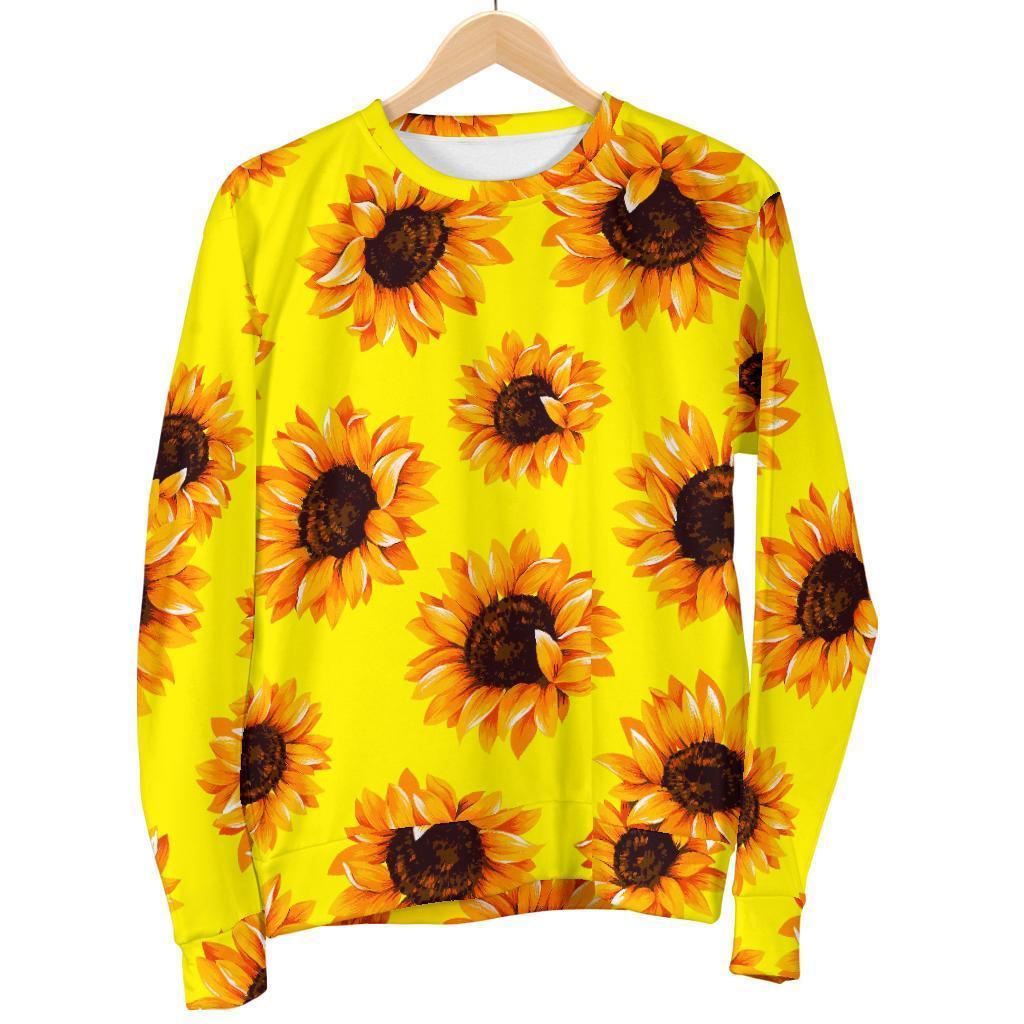 Yellow Sunflower Pattern Print Women's Crewneck Sweatshirt